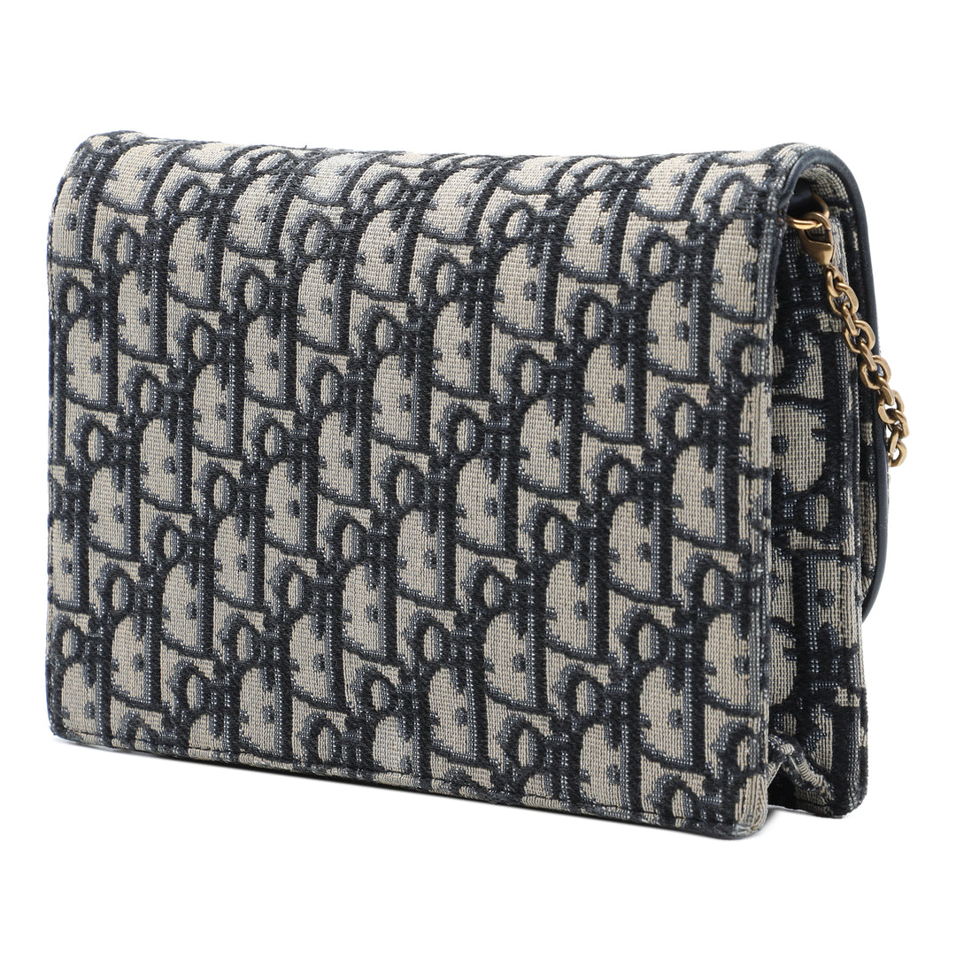 Dior Saddle Pochette Wallet on Chain Oblique Bleu