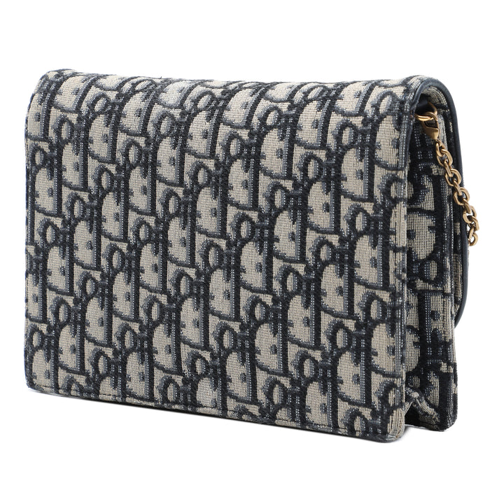 Dior Saddle Pochette Wallet on Chain Oblique Bleu
