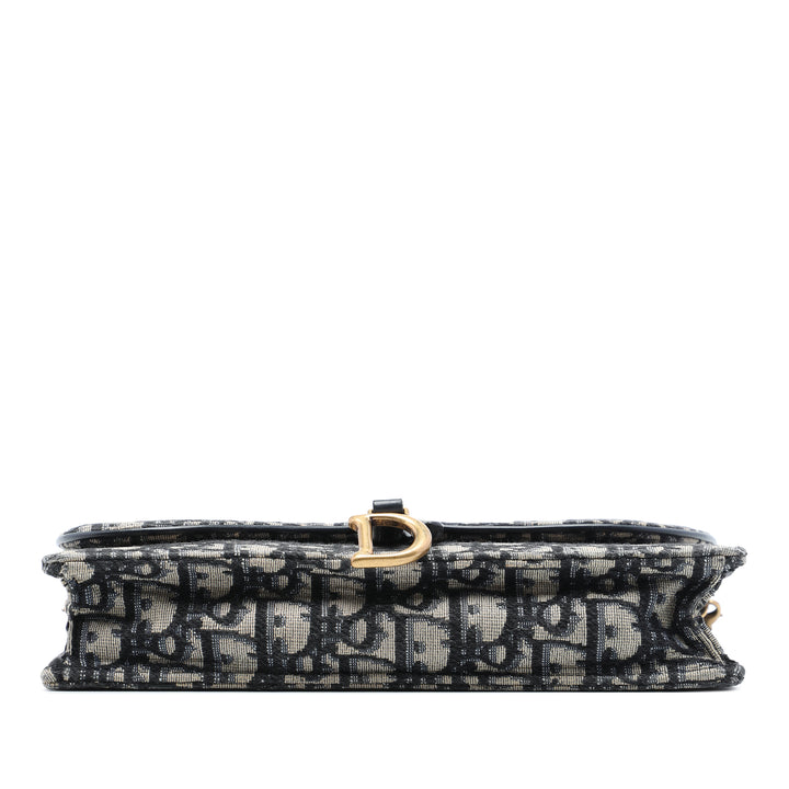 Dior Saddle Pochette Wallet on Chain Oblique Bleu