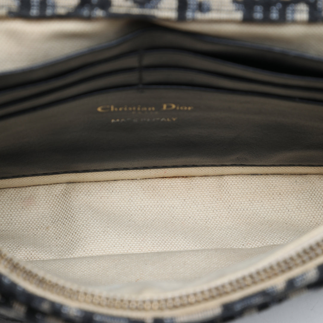 Dior Saddle Pochette Wallet on Chain Oblique Bleu