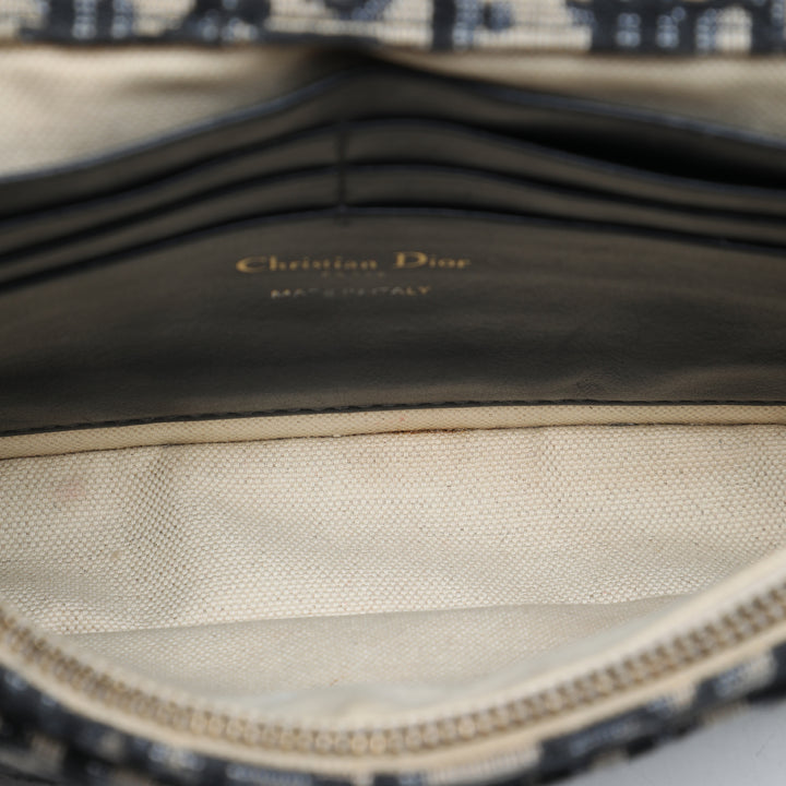 Dior Saddle Pochette Wallet on Chain Oblique Bleu