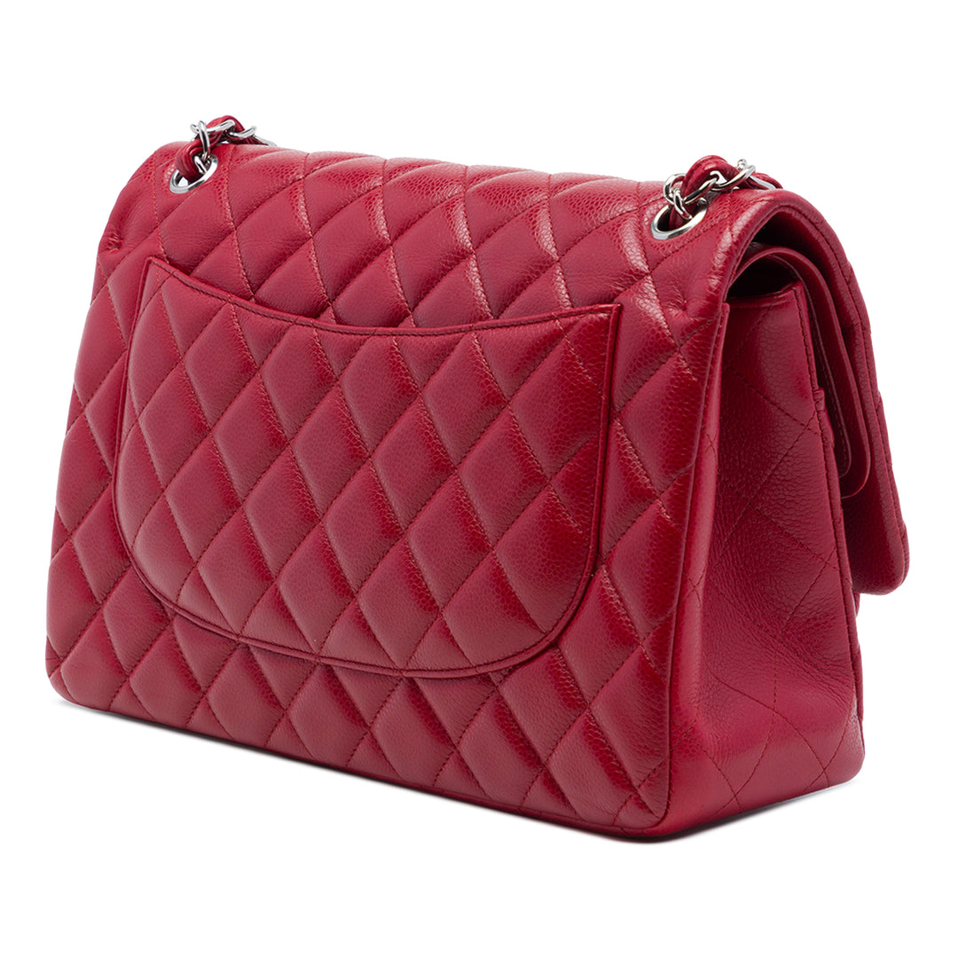 Classic Double rabat Jumbo Cuir caviar Rouge