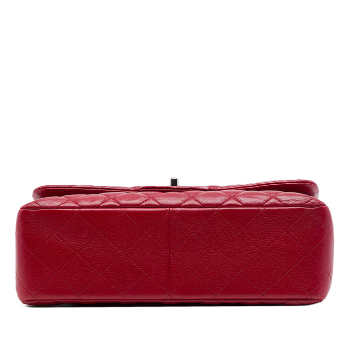 Classic Double rabat Jumbo Cuir caviar Rouge