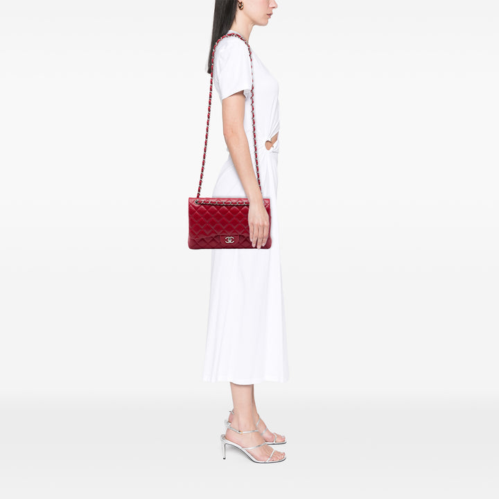 Classic Double rabat Jumbo Cuir caviar Rouge