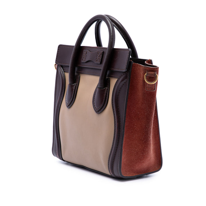 Celine Tricolore et Luggage Cabas Nano Cuir de veau Marron – vue 2 – GABY PARIS