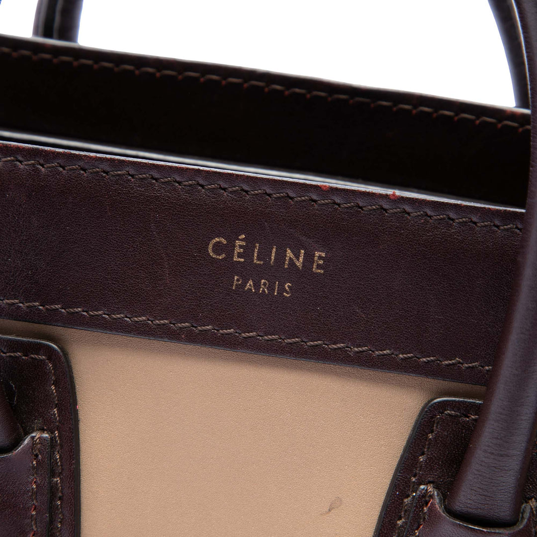 Celine Tricolore et Luggage Cabas Nano Cuir de veau Marron – vue 5 – GABY PARIS