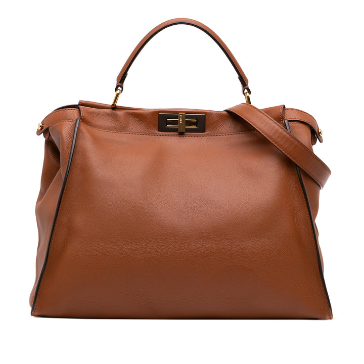 Fendi Sac à main Peekaboo Iconic Grand Marron – vue principale – GABY PARIS