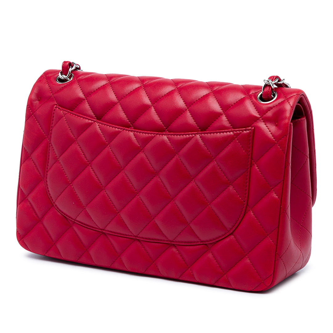Chanel Classic Double rabat Jumbo Cuir d'agneau Rouge – vue 2 – GABY PARIS