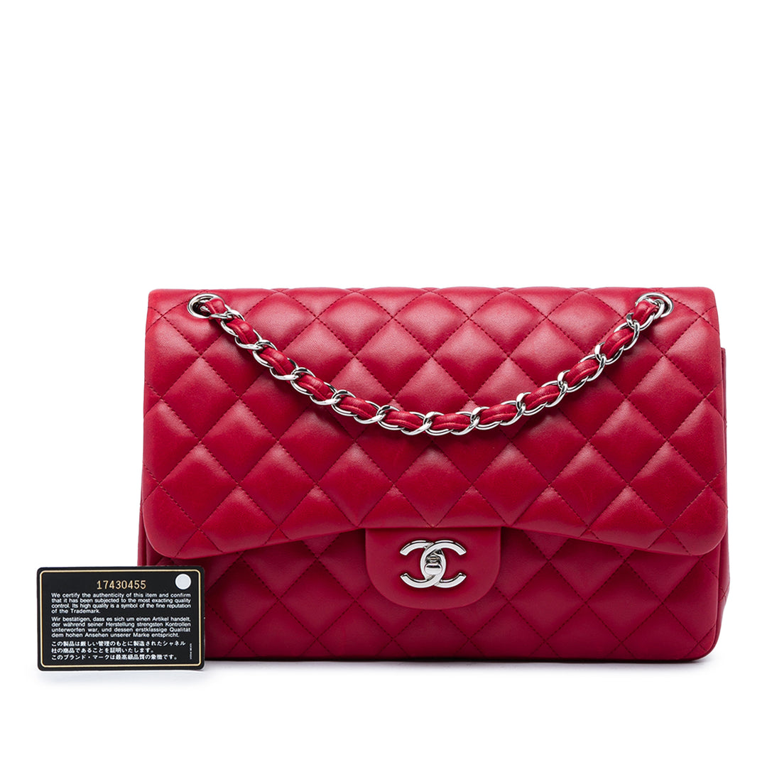 Chanel Classic Double rabat Jumbo Cuir d'agneau Rouge – vue 6 – GABY PARIS