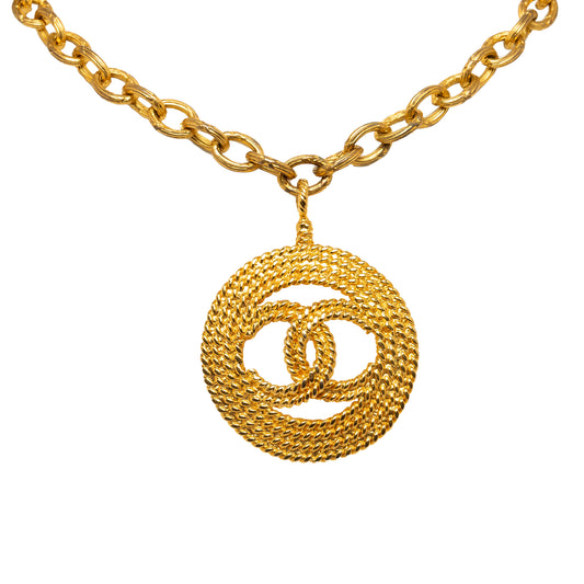 CC Round Pendant Necklace Gold - Gaby Paris