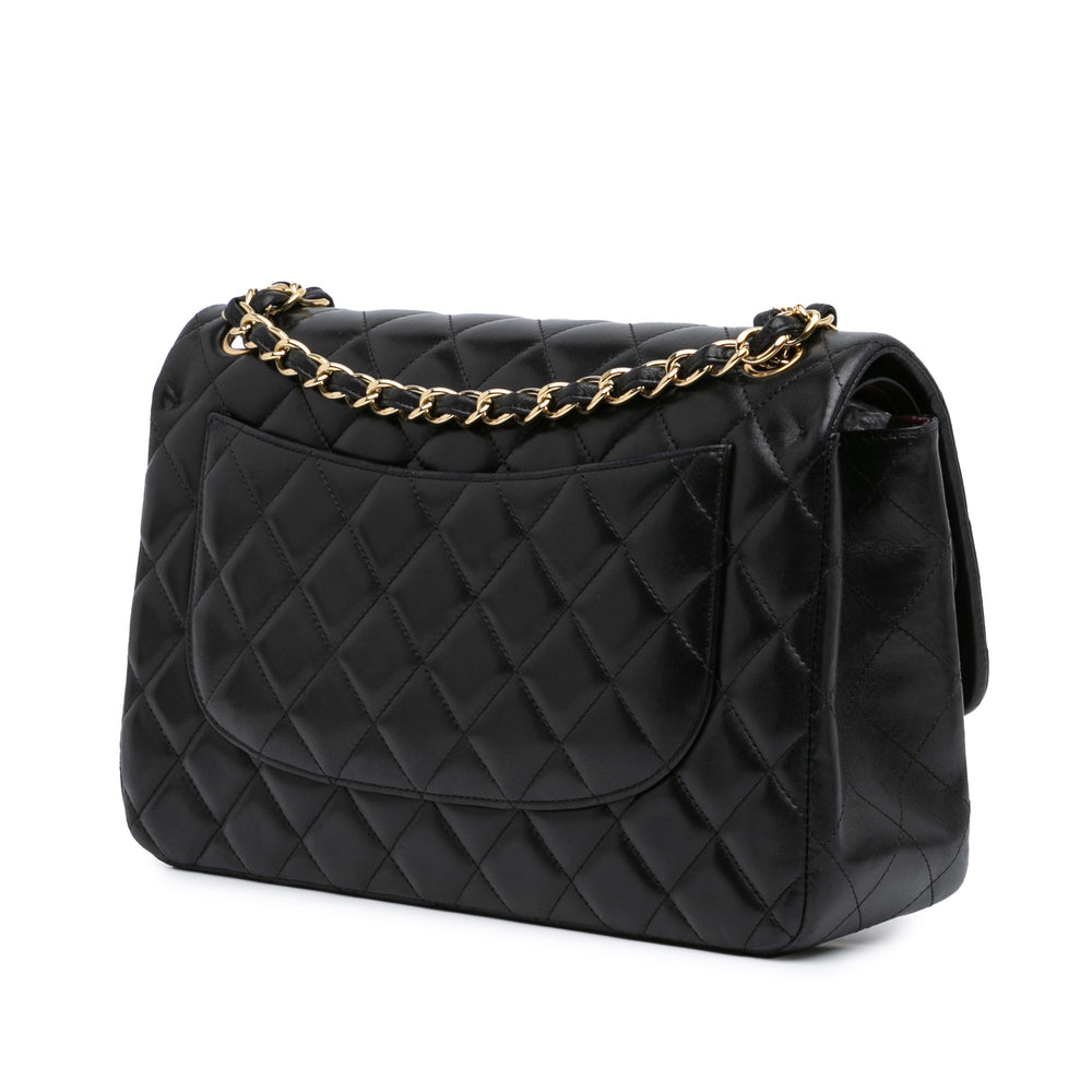 Jumbo Classic Lambskin Double Flap Black - Gaby Paris