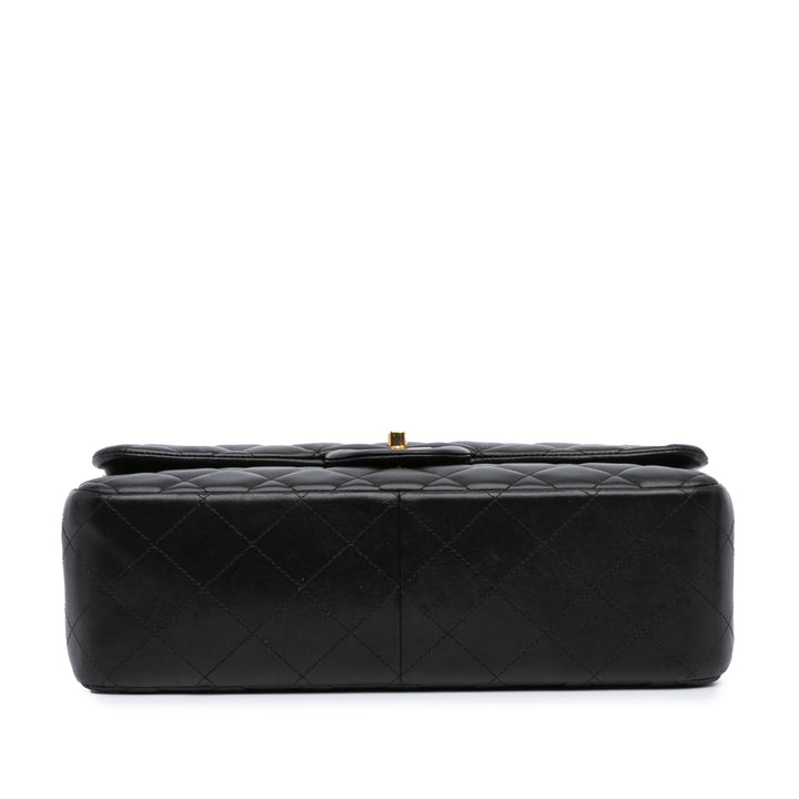 Jumbo Classic Lambskin Double Flap Black - Gaby Paris