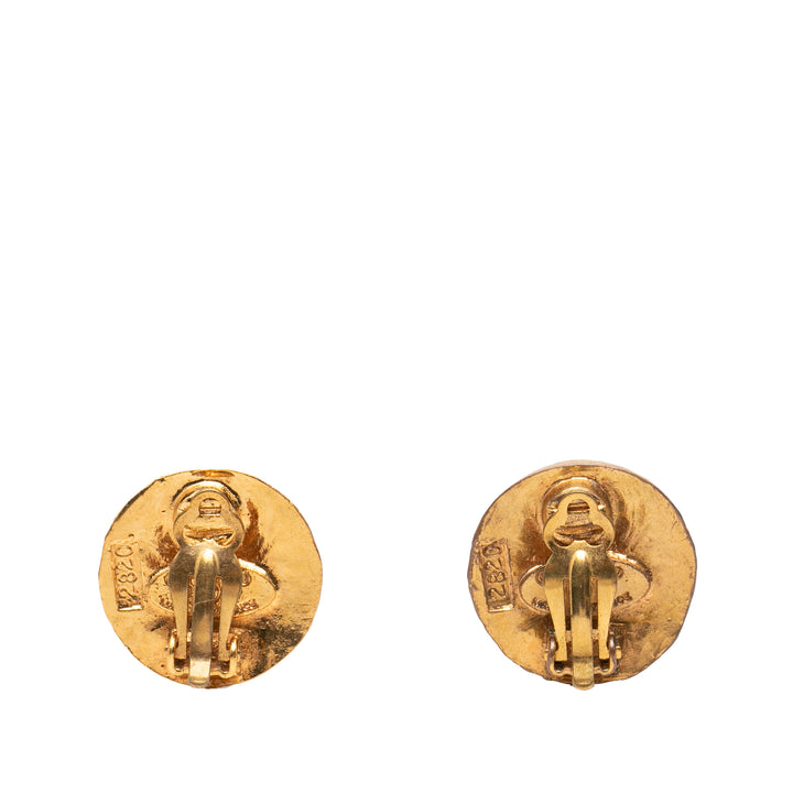 Chanel Boucles d'oreilles CC Rond À clip plaqué or – vue 2 – GABY PARIS