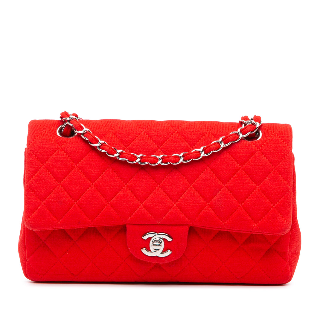 Medium Classic Jersey Double Flap Red - Gaby Paris