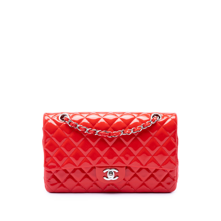 Chanel Medium Classic Cuir verni Double rabat