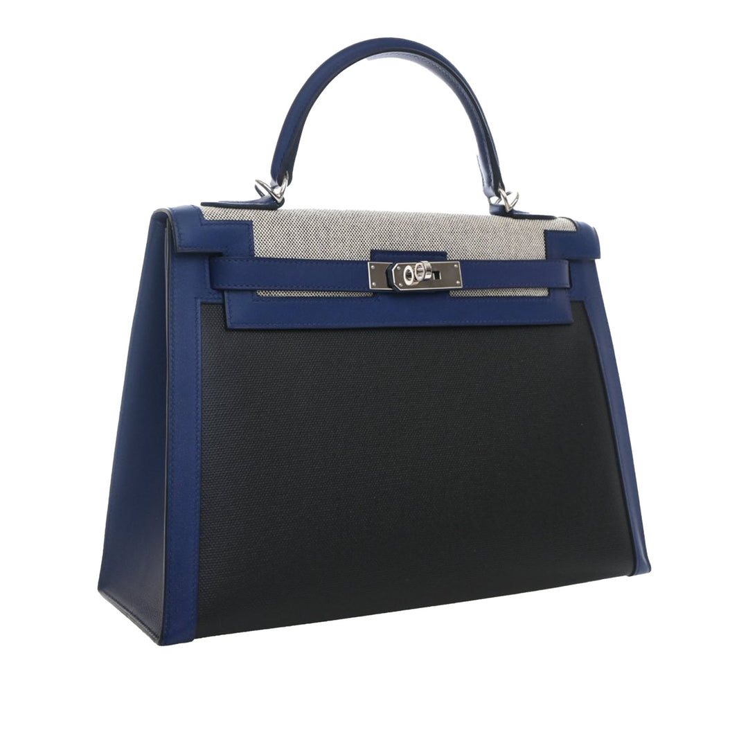Hermès Tricolor Swift et Toile H Berline Kelly II Sellier 32
