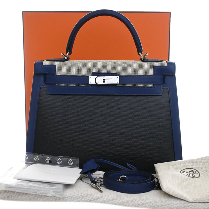 Hermès Tricolor Swift et Toile H Berline Kelly II Sellier 32