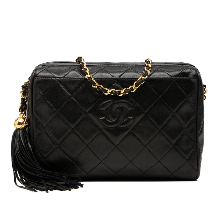 Chanel CC Diamond Matelassé Cuir d’agneau Pompon Sac caméra