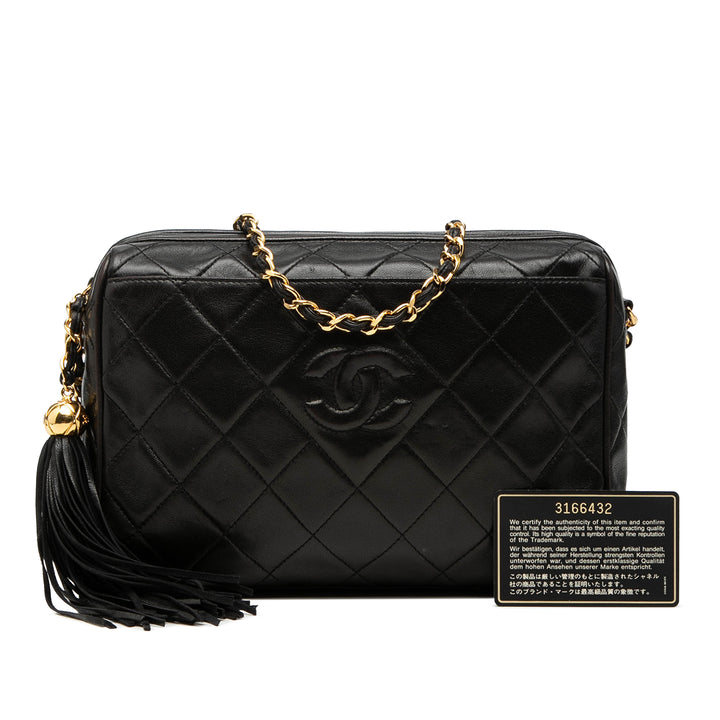 Chanel CC Diamond Matelassé Cuir d’agneau Pompon Sac caméra