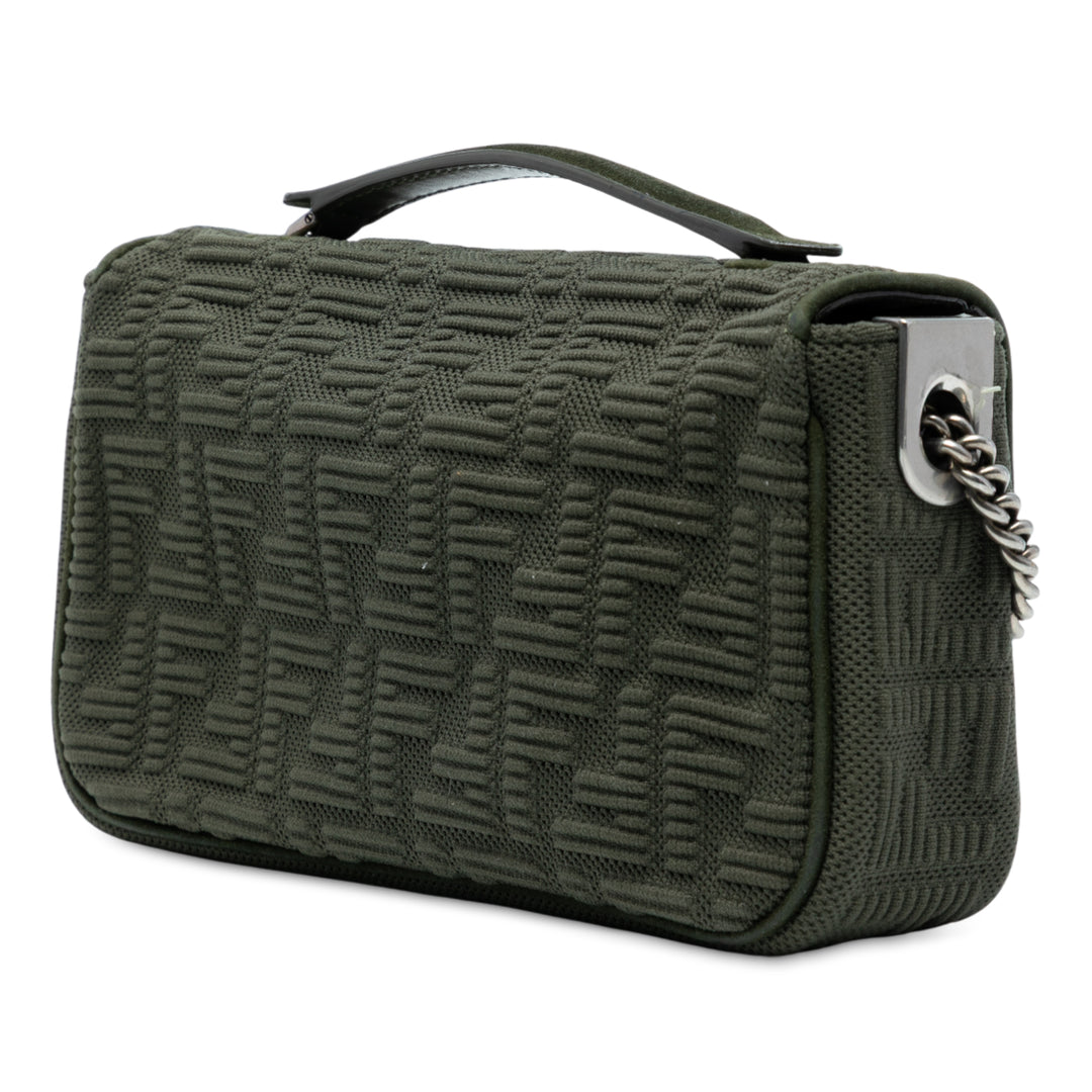 Fendi Zucca Embossed Technical Fabric Chain Midi Baguette Vert