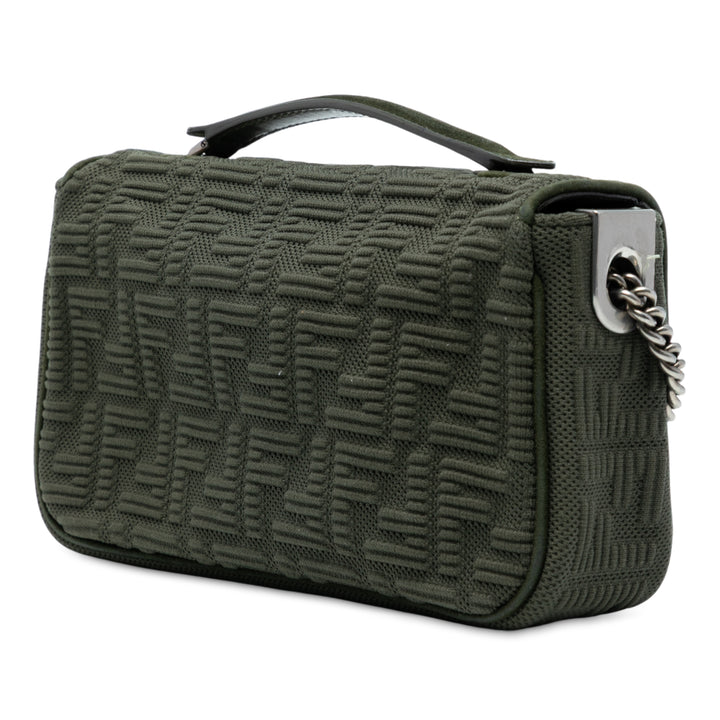 Fendi Zucca Embossed Technical Fabric Chain Midi Baguette Vert