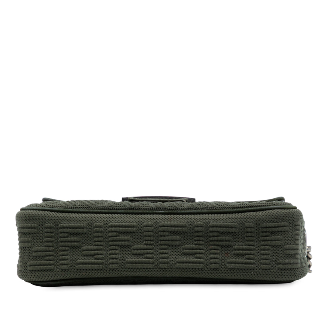 Fendi Zucca Embossed Technical Fabric Chain Midi Baguette Vert