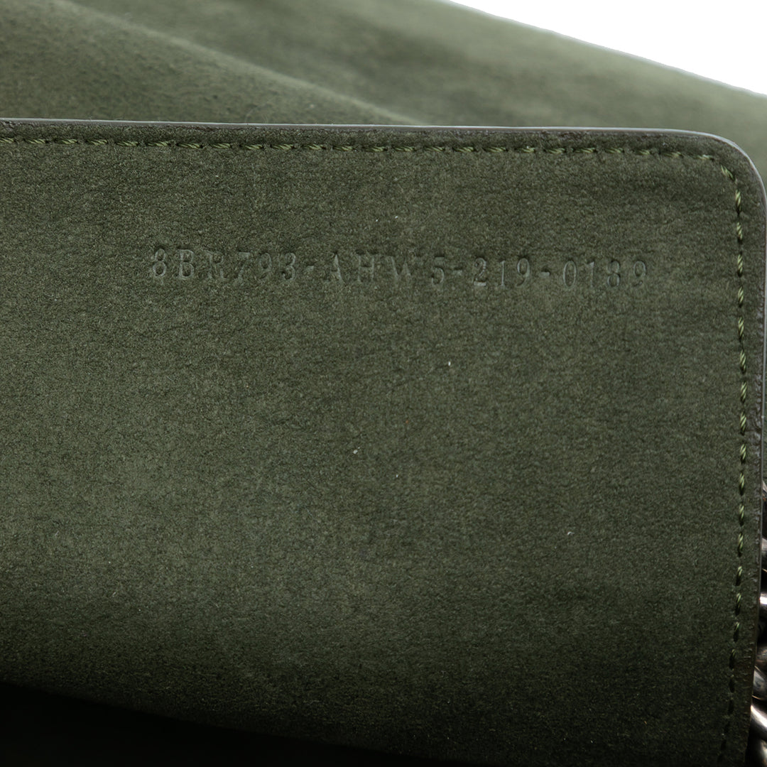 Fendi Zucca Embossed Technical Fabric Chain Midi Baguette Vert