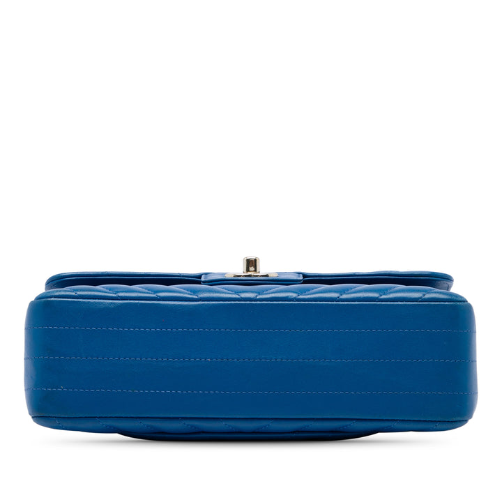 Classic Chevron Double rabat Petit Cuir d'agneau Bleu