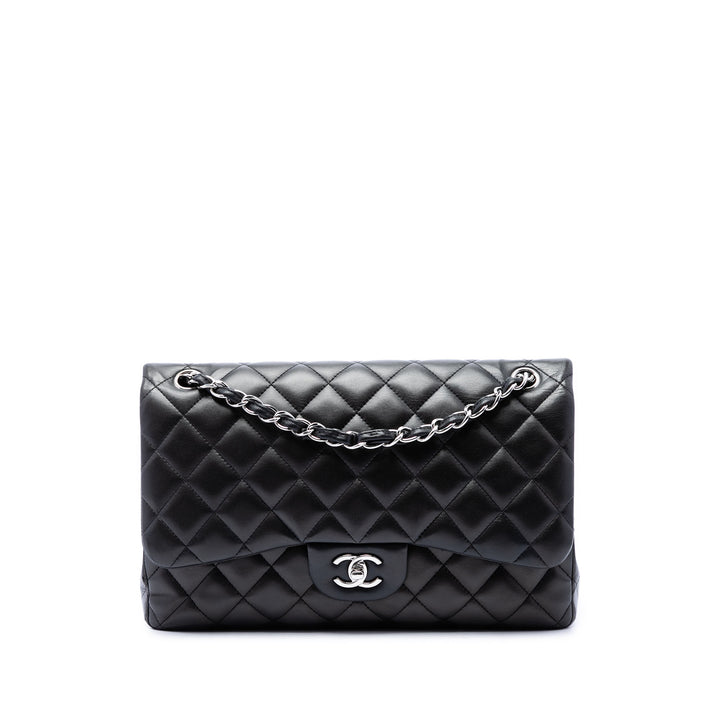 Chanel Classic Double rabat Jumbo Cuir d'agneau Noir – vue principale – GABY PARIS