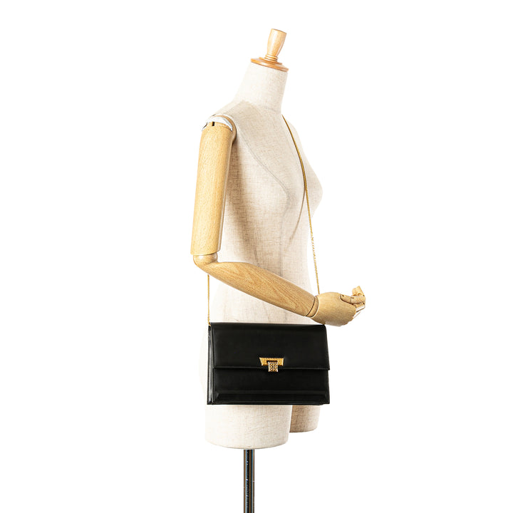 Leather Chain Crossbody Black - Gaby Paris