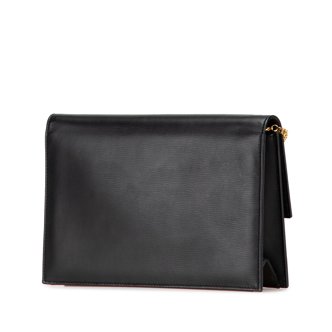 Leather Chain Crossbody Black - Gaby Paris