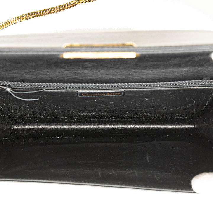 Leather Chain Crossbody Black - Gaby Paris