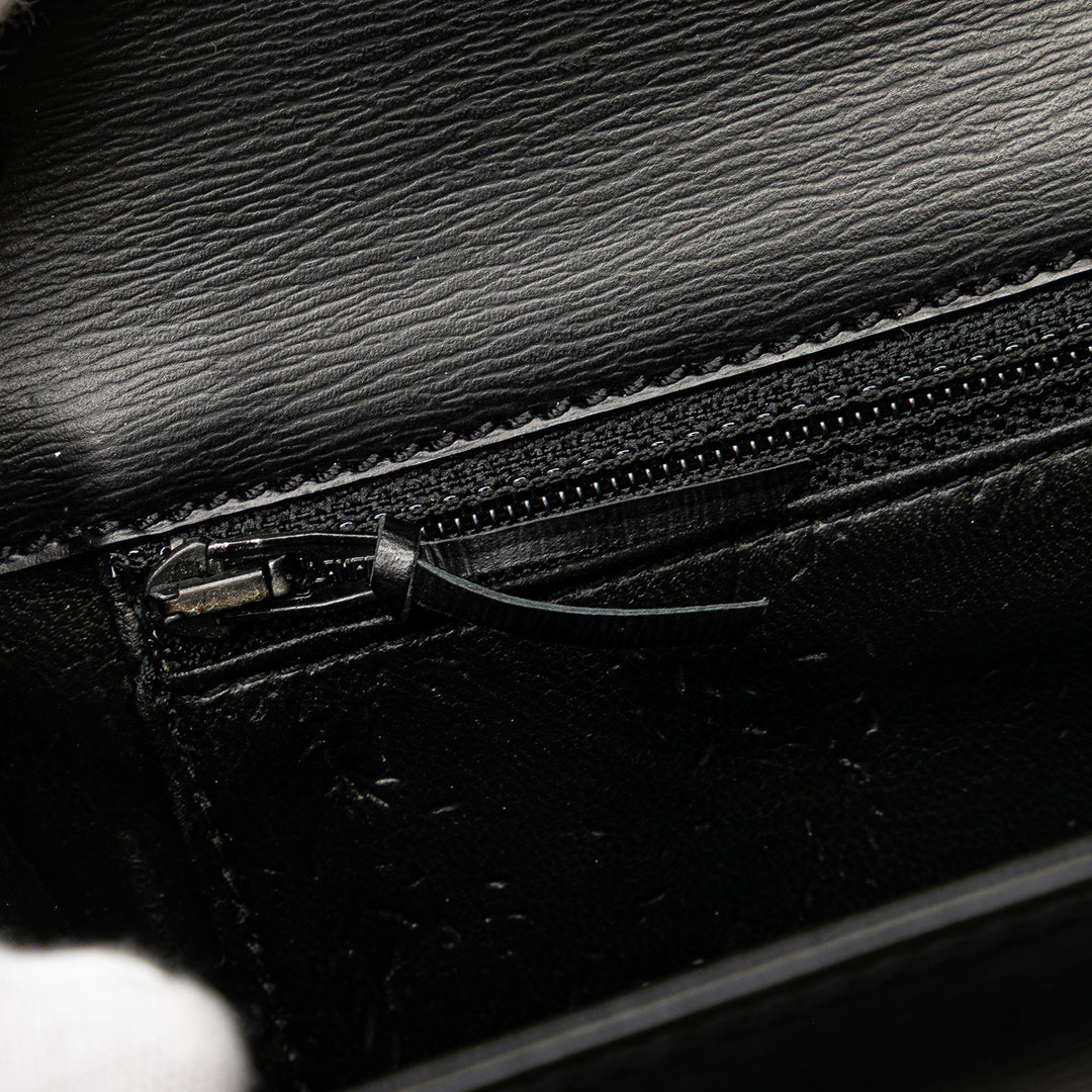 Leather Chain Crossbody Black - Gaby Paris