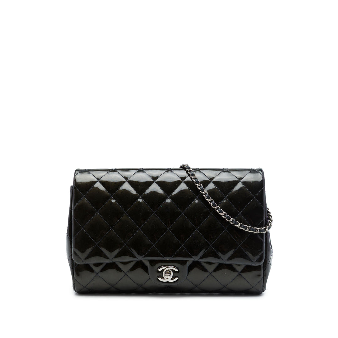 Chanel Pochette CC Matelassé Striated à rabat avec chaîne Marron – vue principale – GABY PARIS