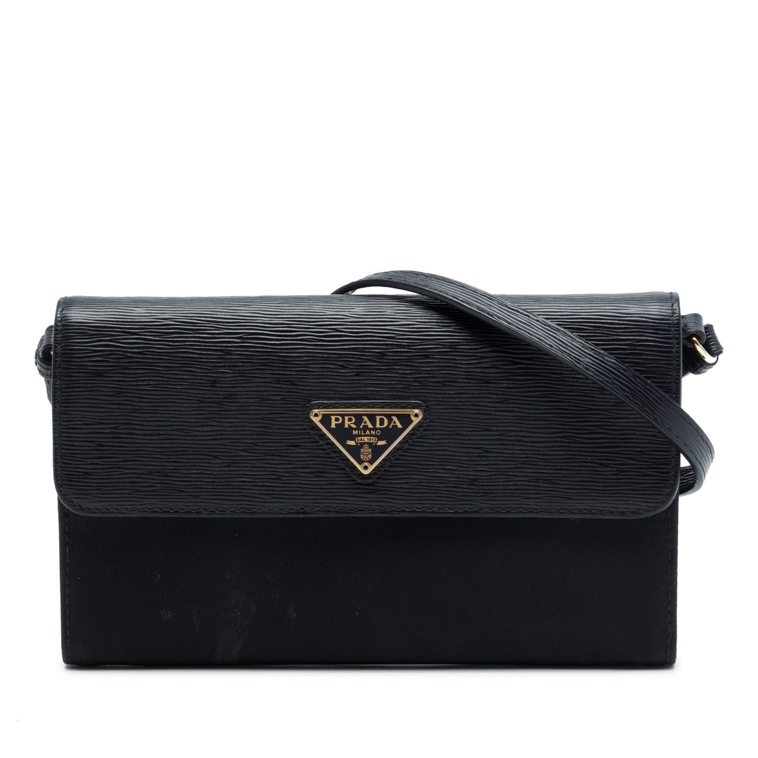 Prada Vitello Move et Tessuto Portefeuille On Strap