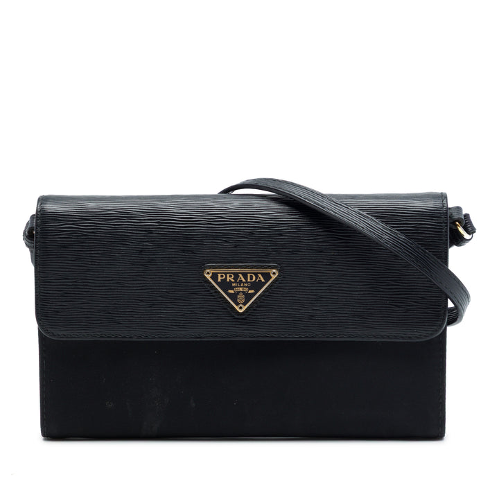 Prada Vitello Move et Tessuto Portefeuille On Strap