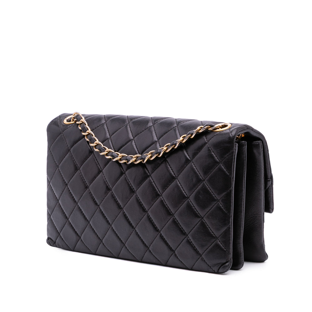 Quilted Lambskin Pagoda Accordion Flap Black - Gaby Paris