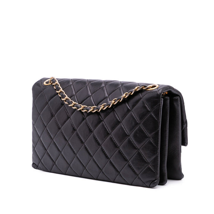 Quilted Lambskin Pagoda Accordion Flap Black - Gaby Paris