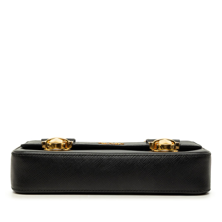 Prada Sac bandoulière Push Lock Saffiano Noir – vue 3 – GABY PARIS