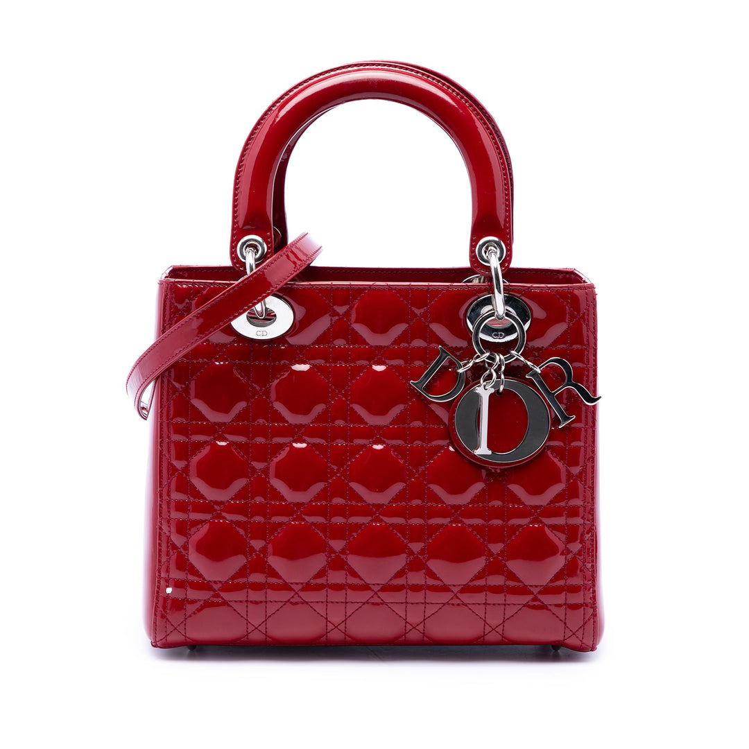 Dior Medium Cuir verni Cannage Lady Dior