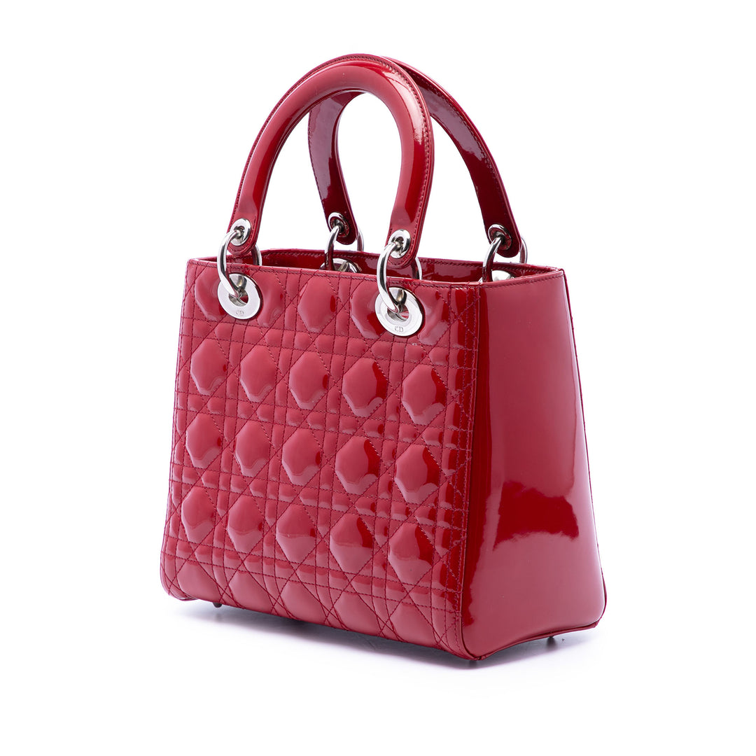Dior Medium Cuir verni Cannage Lady Dior