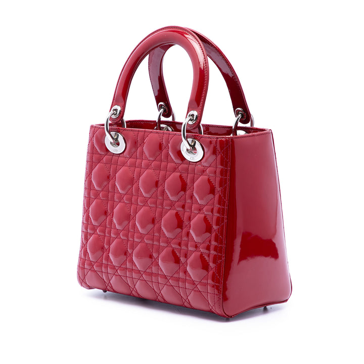 Dior Medium Cuir verni Cannage Lady Dior