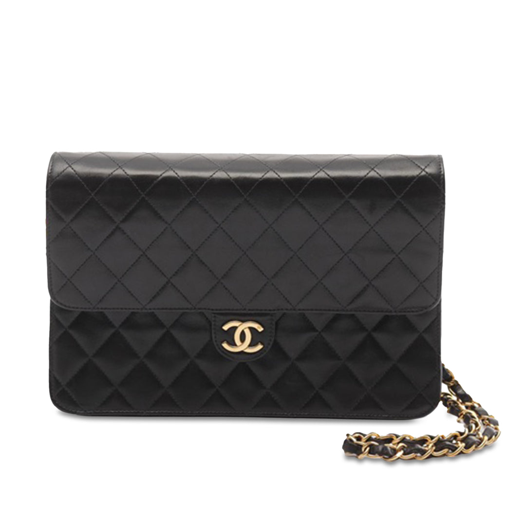 CC Quilted Lambskin Single Flap Black - Gaby Paris