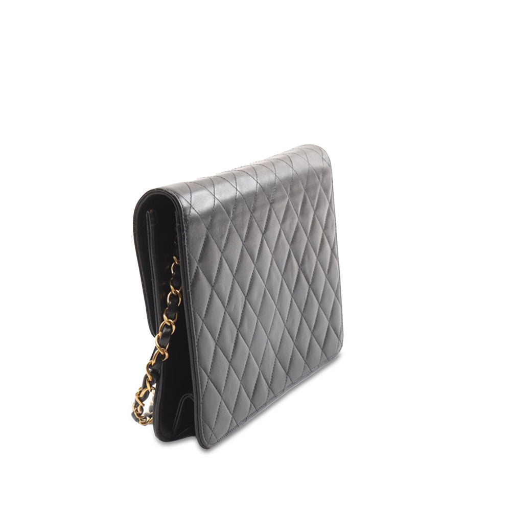 CC Quilted Lambskin Single Flap Black - Gaby Paris