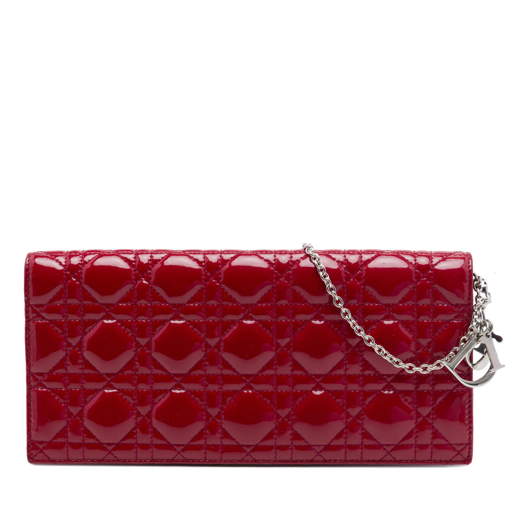 Dior Cuir verni Cannage Lady Dior Pochette avec chaîne