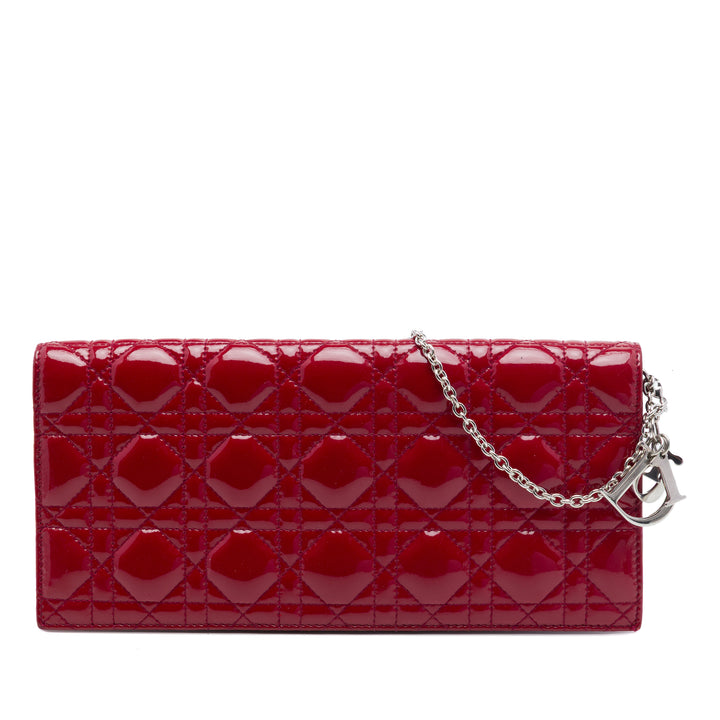 Dior Cuir verni Cannage Lady Dior Pochette avec chaîne