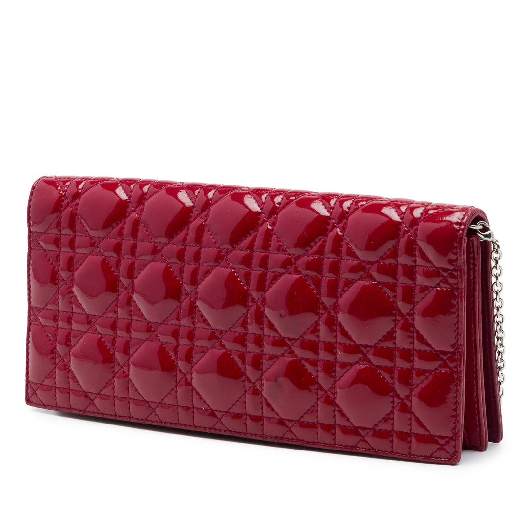 Dior Cuir verni Cannage Lady Dior Pochette avec chaîne