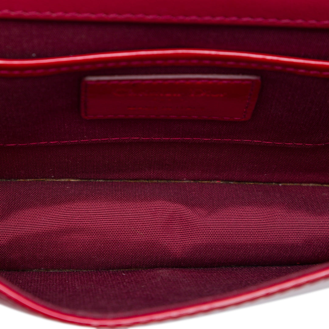 Dior Cuir verni Cannage Lady Dior Pochette avec chaîne