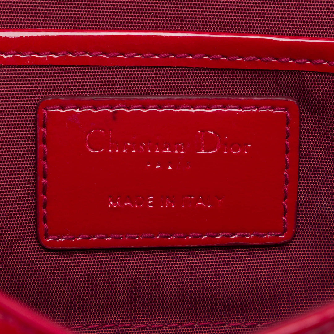 Dior Cuir verni Cannage Lady Dior Pochette avec chaîne
