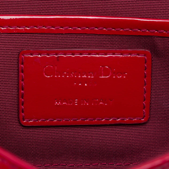 Dior Cuir verni Cannage Lady Dior Pochette avec chaîne